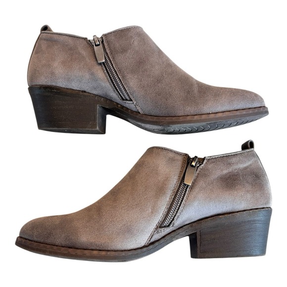 Xappeal Ankle Boots Womens 6 Gray Faux Suede Block Heel Booties‎ Zip Up - Picture 2 of 11